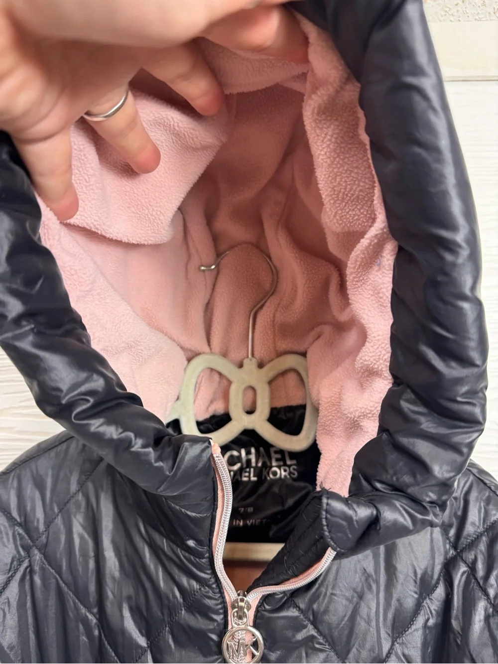 Girls Michael Kors Black Quilted Hooded Puffer Jacket‎ 7/8
